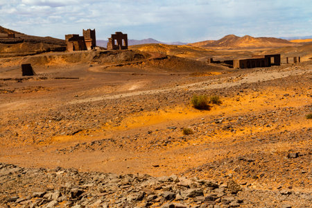 Abandoned kohl and quartz mine. Merzouga, Erg Chebbi, Morocco.の写真素材