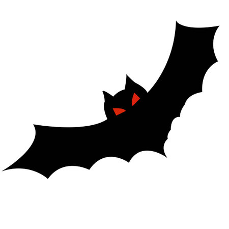 halloween black bat with red eyes vector isolated elementのイラスト素材
