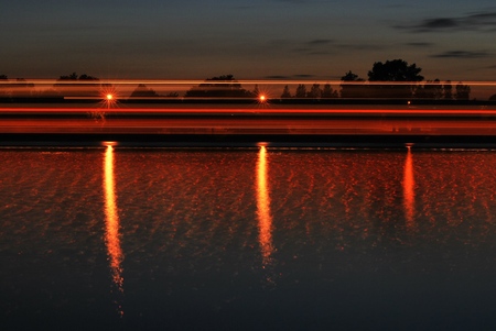 Masuria lake during a summer night - sailing on the lake Niegocinの写真素材