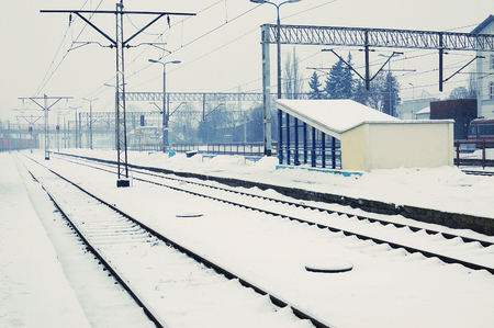 Railway in winterの写真素材