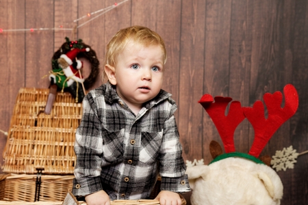 Little boy in a Christmas atmosphereの写真素材