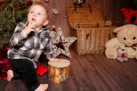 Little boy in a Christmas atmosphereの写真素材