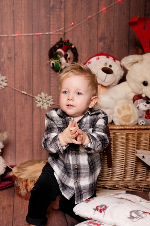 Little boy in a Christmas atmosphereの写真素材