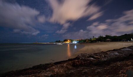 Quiet and deserted Balinese beach at night.の写真素材