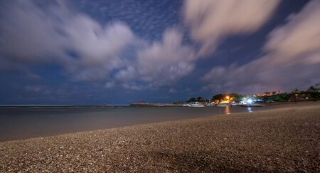 Quiet and deserted Balinese beach at night.