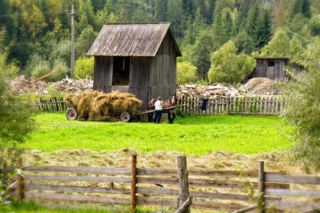 Romanian farmer in north Romaniaの写真素材