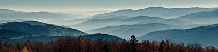 Carpathian peaks in the morning fog
