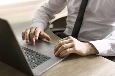 Businessman working laptop for new project. Business concept.
