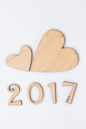 Two wooden heart love in 2017.