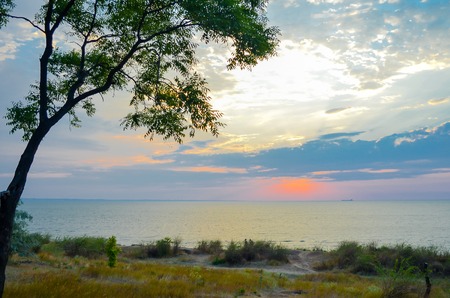 beautiful sunrise in the seaの写真素材