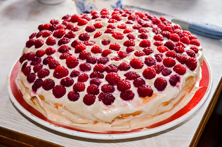 Cheesecake with raspberry and chocolateの写真素材