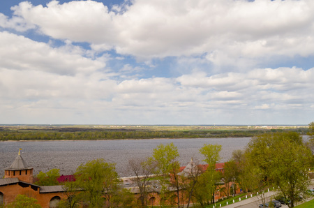 View of center Nizhny Novgorod from Kremlin. Nizhny Novgorod is the fifth largest city in Russiaの写真素材