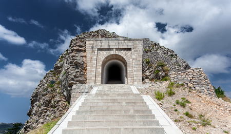 High stairway leading to tunnel and mausoleum of Peter Njegosh, Montenegroの写真素材