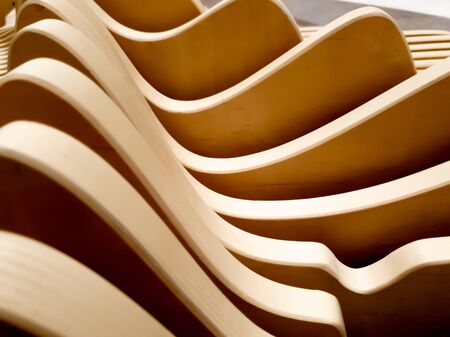 Curved wooden architectural or geometric shapesの写真素材