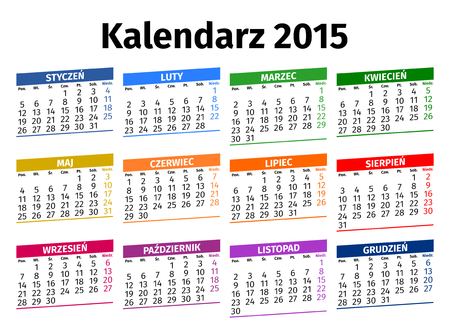Polish calendar for the year 2015, type 3のイラスト素材