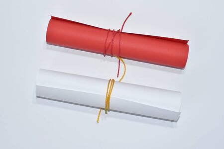 Colored sheets of paper isolated on white background.の写真素材