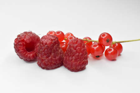 Raspberries, currants, blueberries close-up.