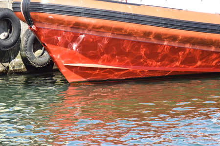 A boat on the shores of the lake.の写真素材