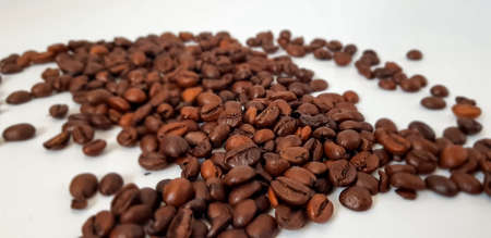Grains of unground coffee.