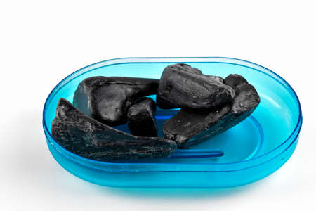 Pieces of dark soap.の写真素材