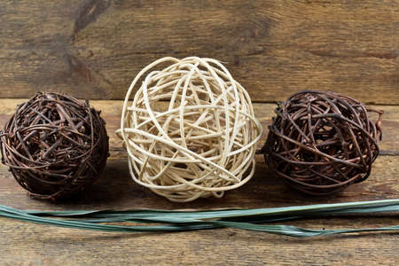 Balls of wicker sticks.