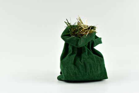 Green, small gift bag.の写真素材