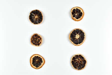 Sliced, dried orange pieces,の写真素材