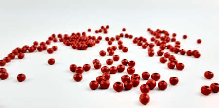 Colorful wooden beads on different backgroundsの写真素材