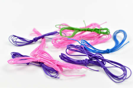 Colorful rubber bands for threading.の写真素材