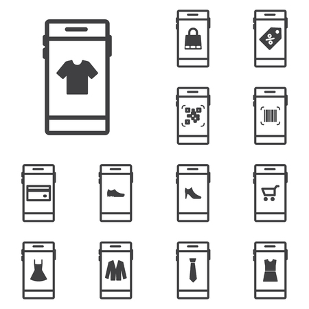 Phone icon set with clothes and bootsのイラスト素材
