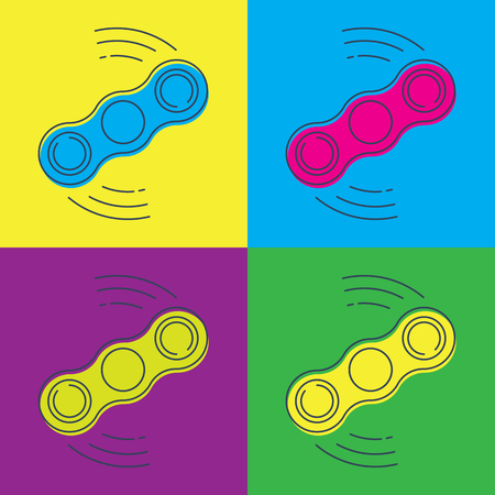 Pop art vector Fidget spinner with two arms - a toy for stress and improvement of concentrationのイラスト素材