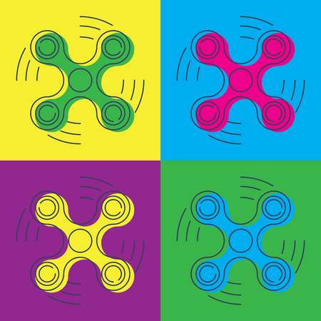 Pop art vector Fidget spinner with four arms - a toy for stress and improvement of concentrationのイラスト素材