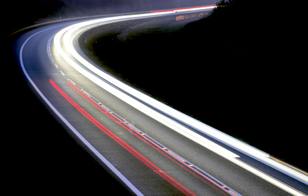 traffic on the highway at night