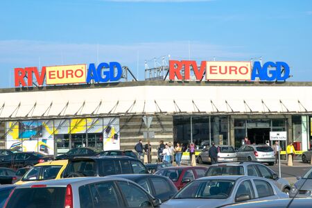 Tarnowskie GÃ³ry, Poland - 14/04/2019 - Company signboard RTV Euro AGDのeditorial素材
