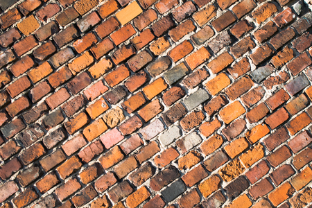 a wall built of red bricksの写真素材