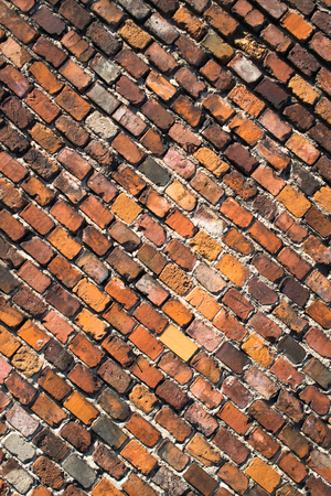 a wall built of red bricksの写真素材