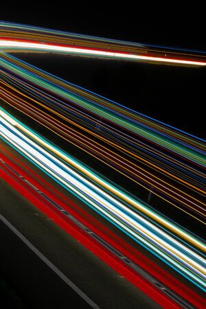 lights of cars with night.long exposureの写真素材