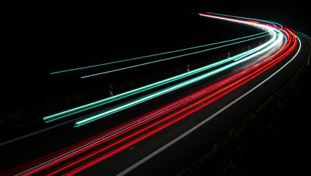 lights of cars with night. long exposure.の写真素材