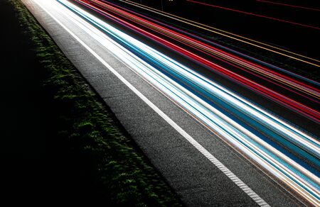 lights of cars with night. long exposureの写真素材