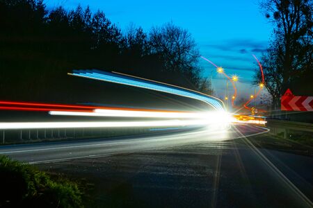 lights of cars with nightの写真素材