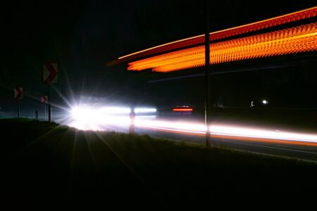 lights of cars with nightの写真素材