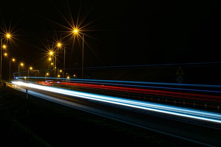 lights of cars with nightの写真素材
