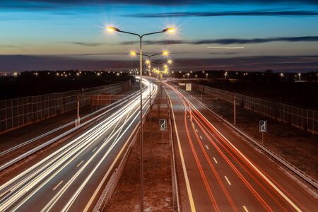 lights of cars with nightの写真素材