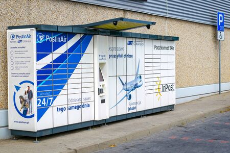 Tarnowskie GÃ³ry, Poland - 14/04/2019 - Inpost parcel lockerのeditorial素材