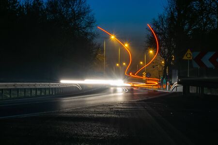 lights of cars with nightの写真素材