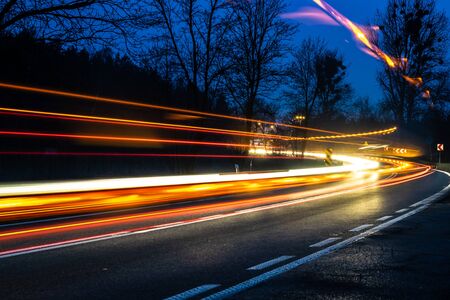lights of cars with nightの写真素材