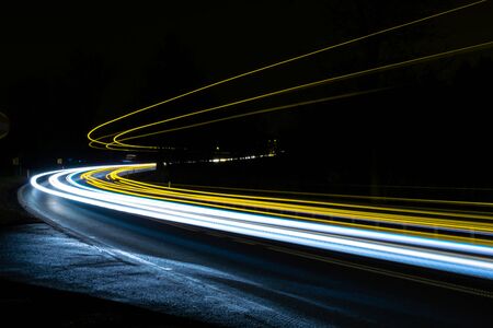 car lights at night. long exposureの写真素材