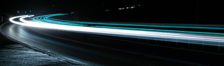 car lights at night. long exposureの写真素材