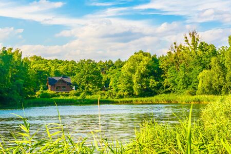 a house by the lake.の写真素材