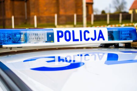 Roof lights of a police vehicleの写真素材